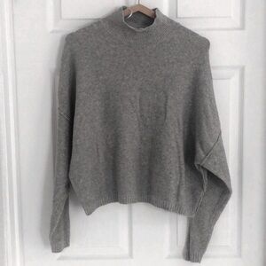 Grey mock neck dolman sleeve sweater